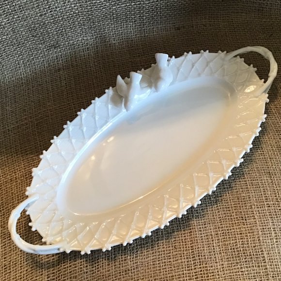 14" Oval Serving China Platter / Serving Plate Victorian Bird - Picture 6 of 7